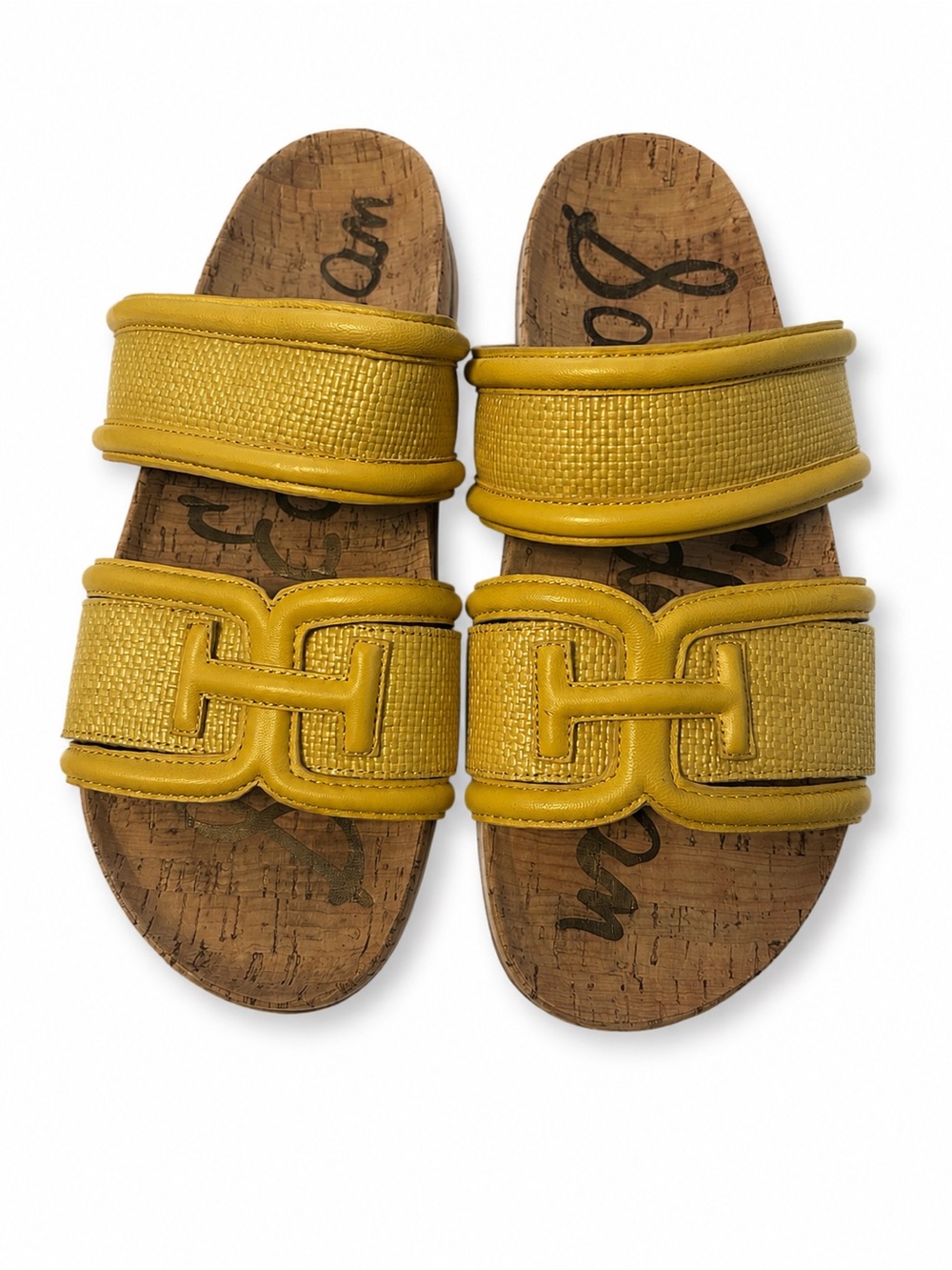 Sam Edelman Rowan Slides Yellow Double-Band Sandals Sunflower